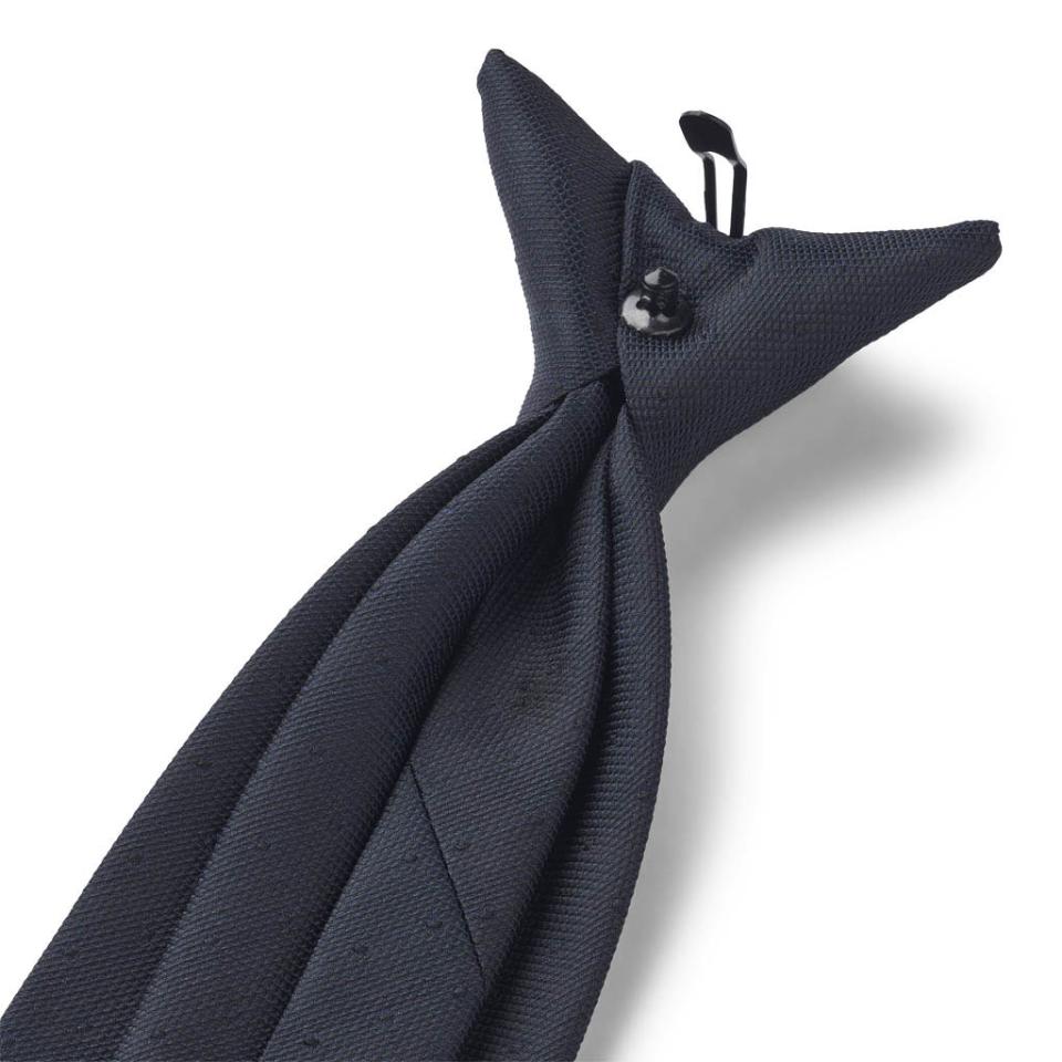 Back of navy Dallas clip-on tie